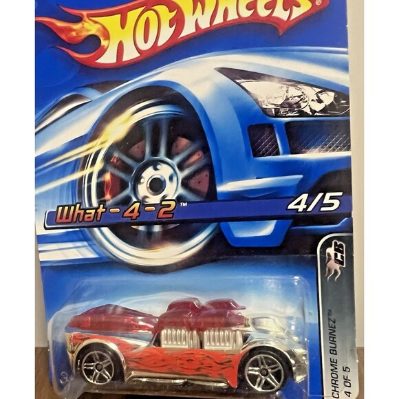 2006 Hot Wheels #69 Chrome Burnez 4/5 WHAT-4-2 Chrome Red-Tampo w/PR5 Spoke - Picture 3 of 7